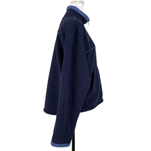 The North Face Quarter Zip Fleece Jacket Womens XL Blue Pullover Kangaroo Pocket - Picture 3 of 10